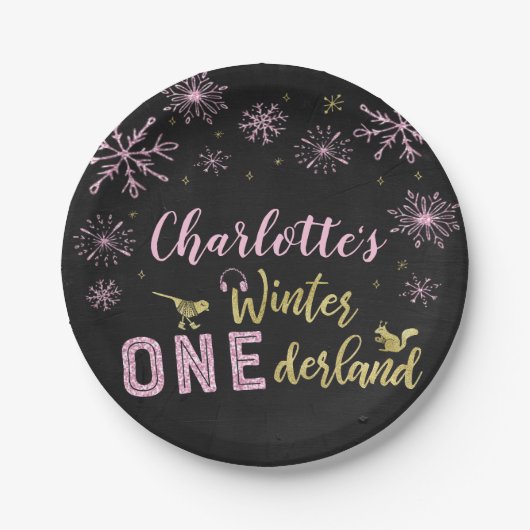 Winter Onederland Birthday Paper Tellers Snowflake Pappteller (Vorderseite)