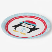 Winter ONEderland Birthday Penguin Pappteller (Schrägansicht)
