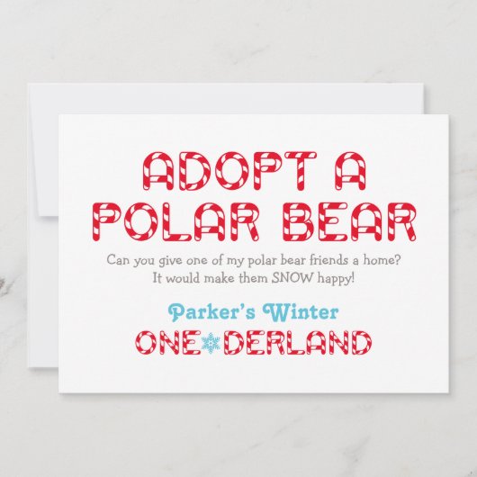 Winter ONEderland Birthday Polar Bear Gefälligkeit (Vorderseite)