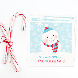 Winter ONEderland Birthday Snowman Party Serviette