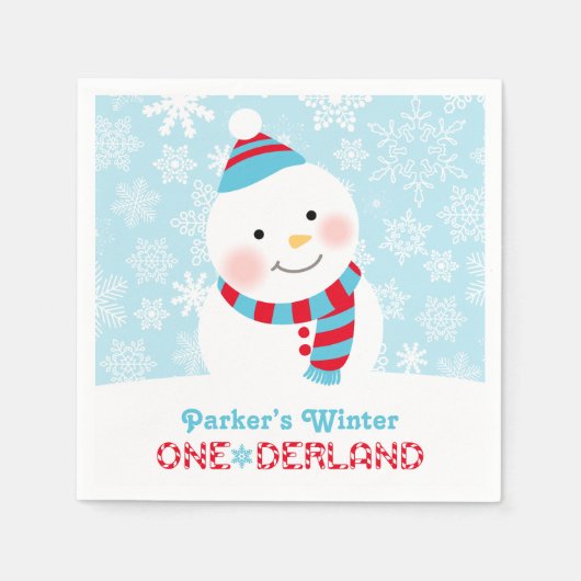 Winter ONEderland Birthday Snowman Party Serviette (Vorderseite)