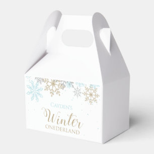 Winter Onederland Blau Gold Schneeflocke Geschenkschachtel