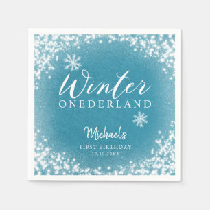 Winter Onederland Blue 1. Geburtstag Party Serviette