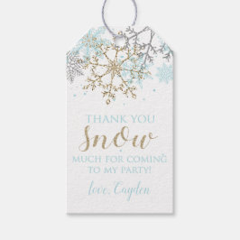 Winter Onederland Blue and Gold Snowflake Tags Geschenkanhänger