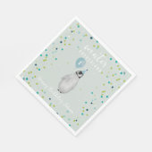 Winter Onederland Blue Birthday Balloon Penguin Serviette (Ecke)