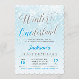 Winter Onederland Blue Boy Erste Geburtstagsparty Einladung