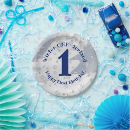 Winter ONEderland Blue Erster Geburtstag Schneeflo Pappteller