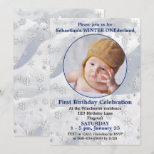 Winter ONEderland Blue Erster Geburtstag Snowflake