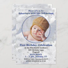 Winter ONEderland Blue Erster Geburtstag Snowflake