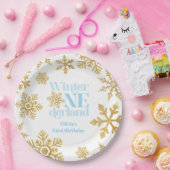 Winter Onederland Blue Gold Snowflake 1. Geburtsta Pappteller (Party)