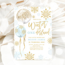 Winter Onederland Blue Gold Snowflake Geburtstag