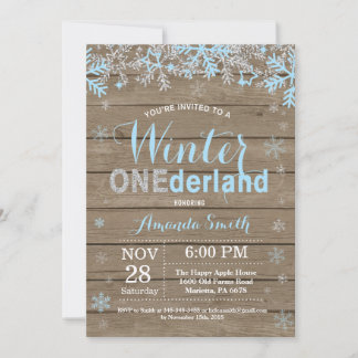 Winter Onederland Blue Silver Boy 1. Geburtstag Einladung