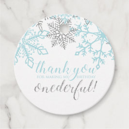 Winter Onederland Blue Silver Snowflake Geschenkanhänger