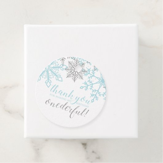 Winter Onederland Blue Silver Snowflake Geschenkanhänger (Beispiel)