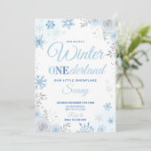 Winter ONEderland Blue Snowflake 1. Einladung (Stehend Vorderseite)