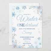Winter ONEderland Blue Snowflake 1. Einladung (Vorne/Hinten)