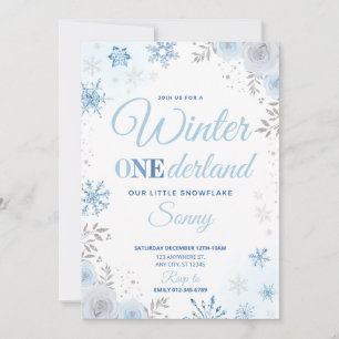 Winter ONEderland Blue Snowflake 1. Einladung