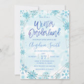 Winter Onederland Blue Snowflake Geburtstag Einladung (Vorderseite)
