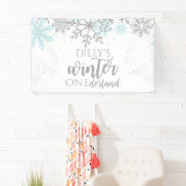 Winter Onederland Blue und Silver Snowflake Banner (Insitu)