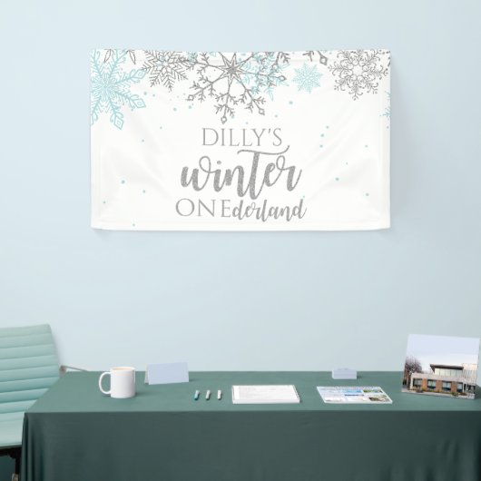 Winter Onederland Blue und Silver Snowflake Banner (Messeveranstaltung)