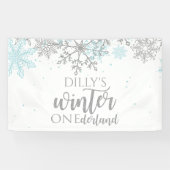 Winter Onederland Blue und Silver Snowflake Banner (Horizontal)