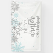 Winter Onederland Blue und Silver Snowflake Banner (Vertikal)