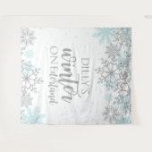 Winter Onederland Blue und Silver Snowflake Wandteppich (Vorderseite (Horizontal))