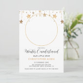 Winter ONEderland Boy 1. Geburtstag Einladung (Stehend Vorderseite)