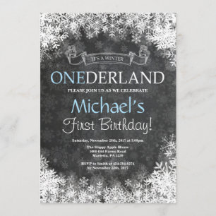Winter Onederland Boy 1. Geburtstag Einladung