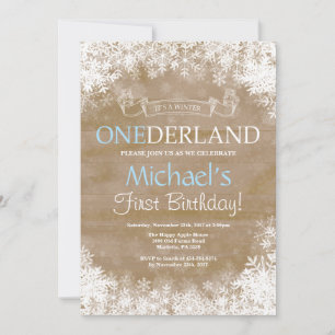 Winter Onederland Boy 1st Birthday Invitation Einladung