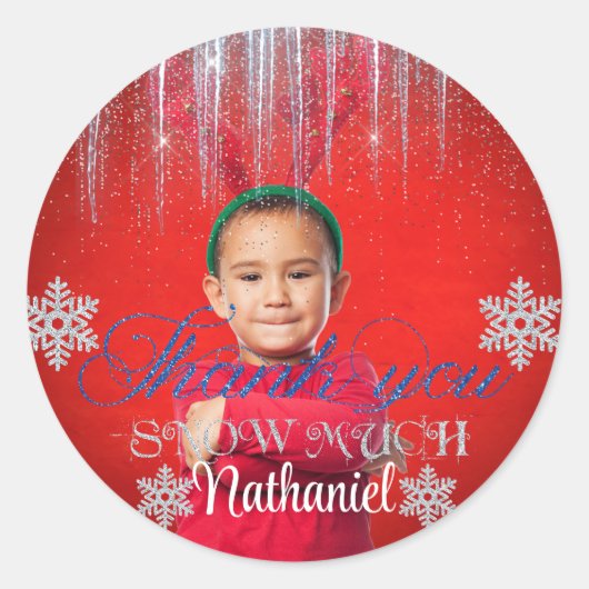 Winter ONEderland Boy Birthday Classic Round Stick Runder Aufkleber (Vorderseite)