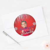 Winter ONEderland Boy Birthday Classic Round Stick Runder Aufkleber (Umschlag)