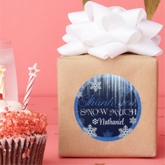 Winter ONEderland Boy Birthday Runder Aufkleber (Party)