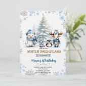 Winter Onederland boy invitation Einladung (Stehend Vorderseite)