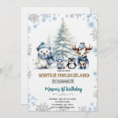 Winter Onederland boy invitation Einladung (Vorne/Hinten)