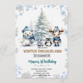 Winter Onederland boy invitation Einladung (Vorderseite)