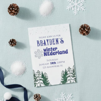"Winter ONEderland" Boy's 1st birthday invitation Einladung