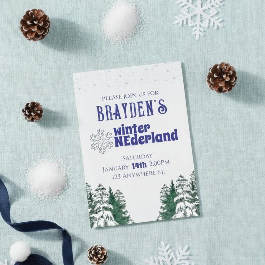 "Winter ONEderland" Boy's 1st birthday invitation Einladung