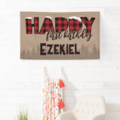 Winter ONEderland Buffalo Kariert Happy Geburtstag Banner (Insitu)