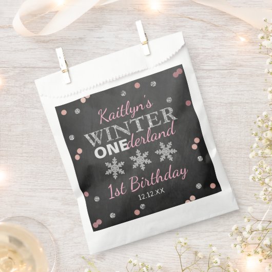 Winter ONEderland Chalkboard 1. Geburtstag Geschenktütchen (Ausgeschnitten)
