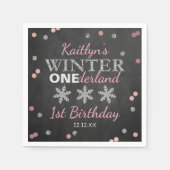 Winter ONEderland Chalkboard 1. Geburtstag Serviette (Vorderseite)