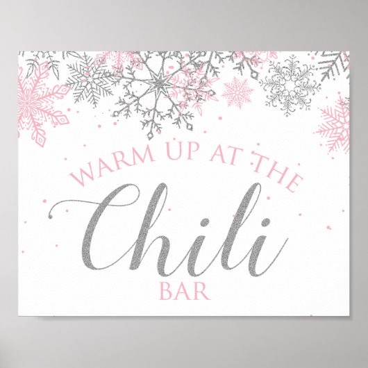Winter Onederland Chili Bar Rosa Silberschneeflock Poster (Vorne)