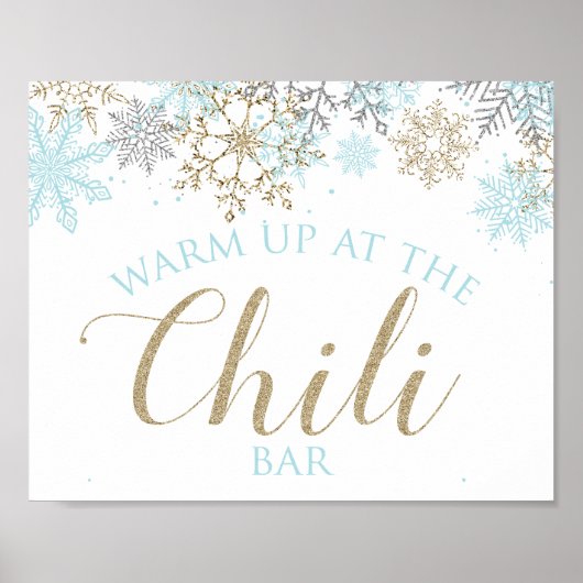 Winter Onederland Chili Bar Sign Blue Snowflakes Poster (Vorne)