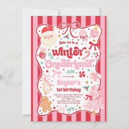 Winter Onederland Christmas Coquette Bow Birthday Einladung
