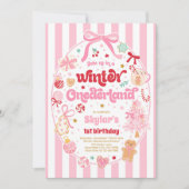 Winter Onederland Christmas Coquette Bow Birthday Einladung (Vorderseite)
