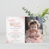 Winter Onederland Christmast Birthday Einladung (Stehend Vorderseite)