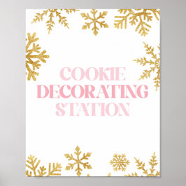 Winter Onederland Cookie Decoration Pink Gold Poster