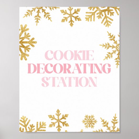 Winter Onederland Cookie Decoration Pink Gold Poster (Vorne)