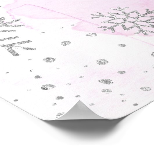 Winter Onederland Custom First Birthday Snowflake Poster (Ecke)