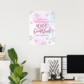 Winter Onederland Custom First Birthday Snowflake Poster (Heimbüro)